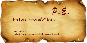 Paizs Erzsébet névjegykártya
